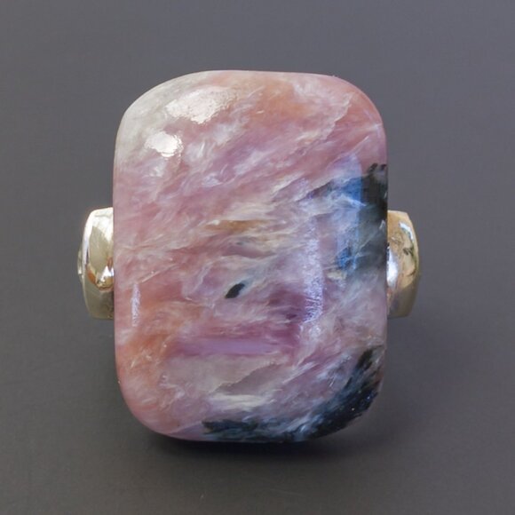 Sterling Silver Charoite & Moonstone Statement Ring – Size 7.75 - Picture 13 of 17